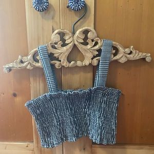 Free People Black and White Checkered Tank Top